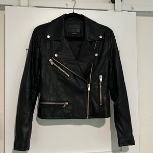 Black [ BlankNYC ] Leather Moto Jacket (Rose Gold Accents)